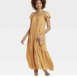 Women's Flutter Short Sleeve A-Line Dress - Knox Rose Orange L 5